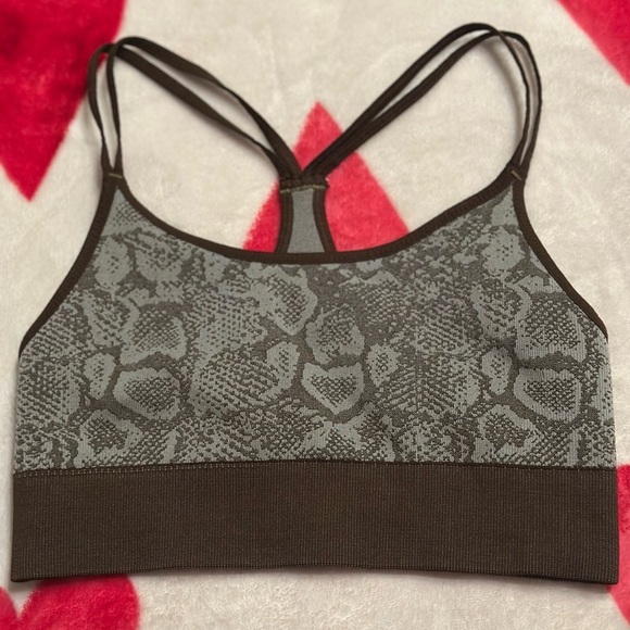 NWOT Bombshell Sportswear Sz XS Brown Snakeskin Sports Bra Racerback ~ - Picture 4 of 8